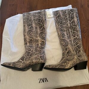 ZARA Animal Print Cowboy Boots